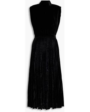 Saloni Cutout Velvet Midi Dress - Black