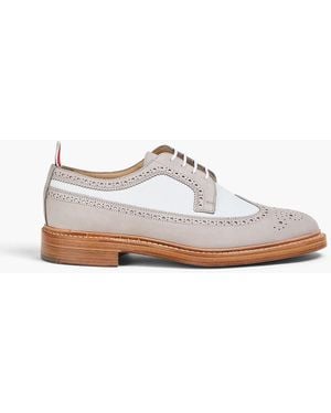 Thom Browne Leather And Nubuck Brogues - White