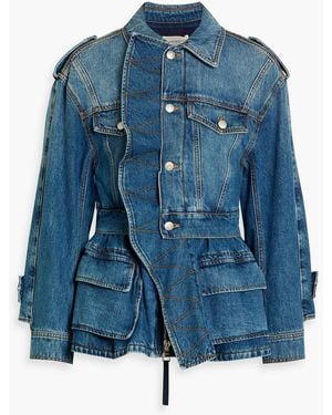McQueen Ruffled Denim Jacket - Blue