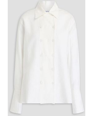 Another Tomorrow Double-Breasted Linen Shirt - White