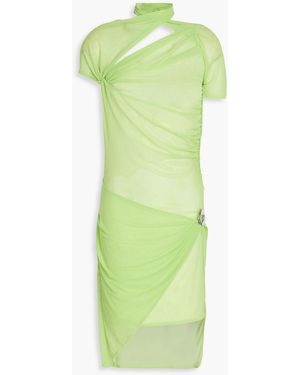 Coperni Asymmetrisches minikleid aus stretch-mesh mit cut-outs und raffungen - Grün