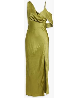 Nicholas Draped Floral-Print Satin-Crepe Midi Dress - White