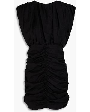 Sandro Ruched Crinkled-twill Mini Dress - Black