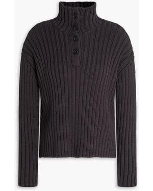 James Perse Ribbed Cotton-Blend Turtleneck Jumper - Black
