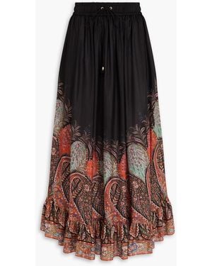Zimmermann Paisley-print Silk Maxi Skirt - Black