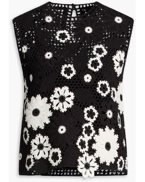 Maje Crocheted Cotton Top - Black