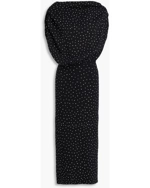 The Sei Crystal-embellished Draped Cotton Midi Dress - Black