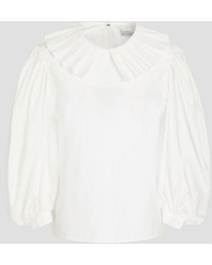 Rejina Pyo Kris Pleated Organic Cotton-poplin Blouse - White