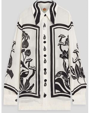 FARM Rio Printed Crepe De Chine Shirt - White