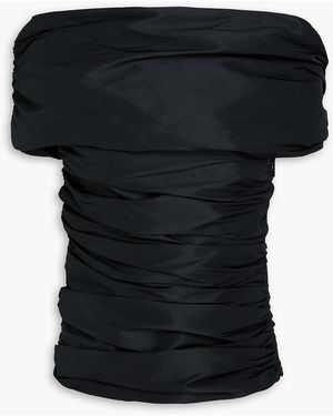 Coperni Off-the-shoulder Gathered Taffeta Top - Black