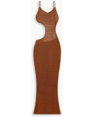 Savannah Morrow Tiva Open-back Crocheted Pima Cotton Maxi Dress - Brown