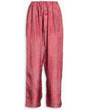 HANNAH Azra Printed Silk-satin Wide-leg Pants - Red