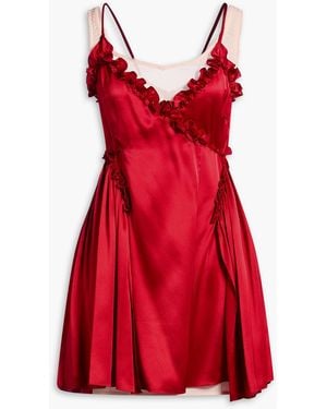 Simone Rocha Ruffled Silk-Satin Mini Slip Dress - Red