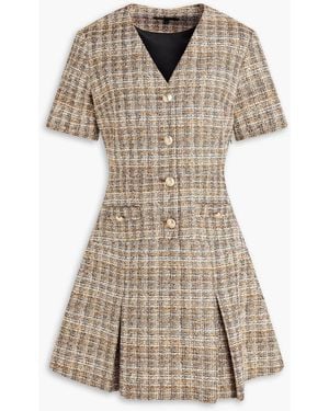 Maje Pleated Tweed Mini Dress - Natural