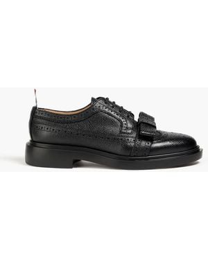 Thom Browne Bow-Detailed Pebbled-Leather Brogues - Black