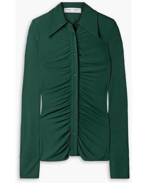 Proenza Schouler Ruched Crepe Top - Green