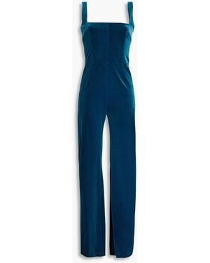 Galvan London Vesper Velvet Jumpsuit - Blue