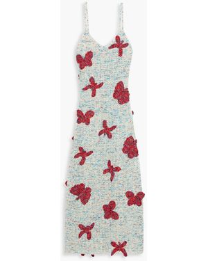 The Elder Statesman Appliquéd Crocheted Cotton Maxi Dress - White
