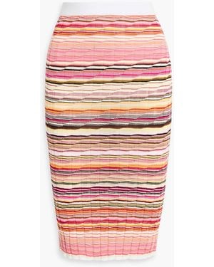 Missoni Space-Dyed Ribbed Cotton-Blend Skirt - Pink