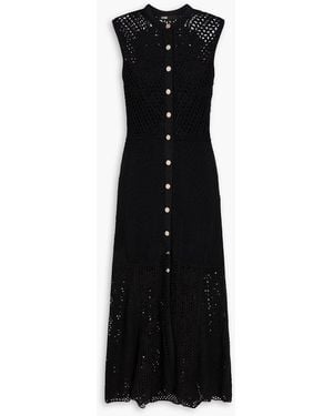 Maje Metallic Crochet-Knit Midi Dress - Black