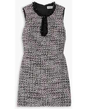 Self-Portrait Sequin-Embellished Bouclé-Tweed Mini Dress - Black