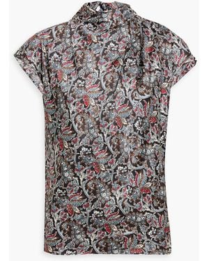 Veronica Beard Leilany Paisley-Print Silk-Blend Blouse - Black