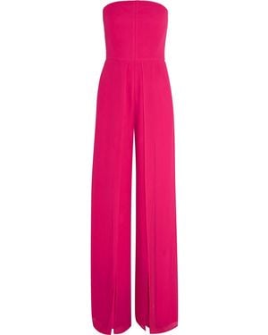Halston Strapless Georgette Jumpsuit - Pink
