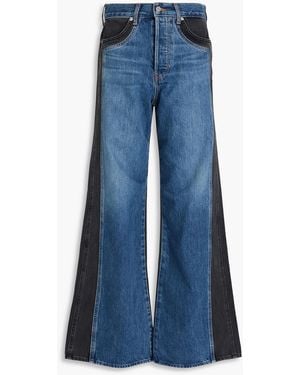 Veronica Beard Hoch sitzende zweifarbige jeans "taylor" mit weitem bein - Blau