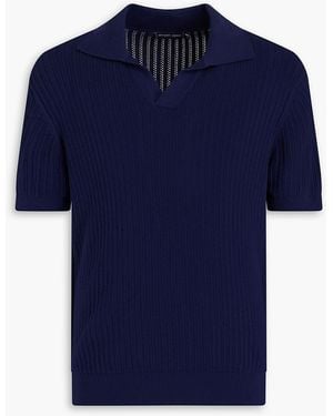 Frescobol Carioca Rino Pointelle-Knit Cotton Polo Shirt - Blue