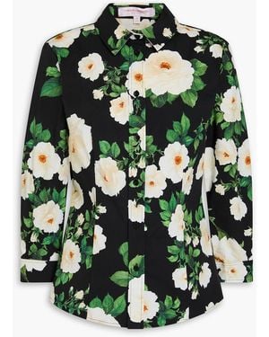 Carolina Herrera Floral-print Cotton-blend Poplin Shirt - Green