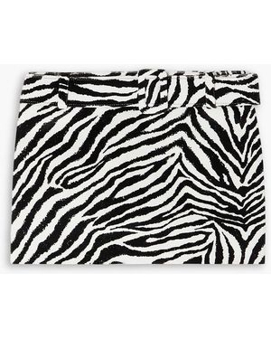 Alessandra Rich Belted zebra-print cotton-velvet mini skirt - Schwarz