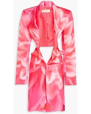 LEO LIN Eliza Twisted Printed Satin Mini Dress - Pink