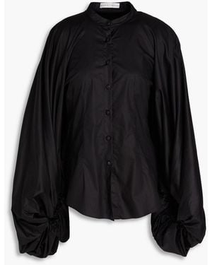 Palmer//Harding Dreaming Gathered Cotton-blend Poplin Shirt - Black
