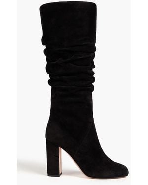 Gina Ruched Suede Boots - Black