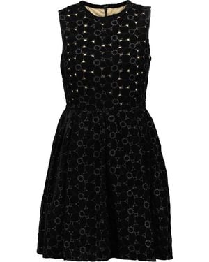 Goen.J Embroidered Velvet Mini Dress - Black