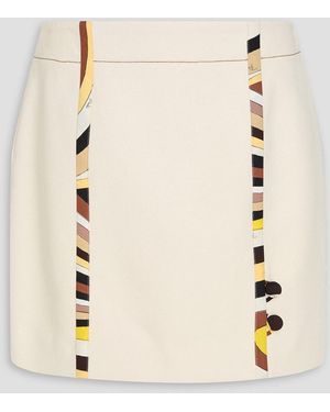 Emilio Pucci Embellished Cotton-piqué Mini Skirt - Natural