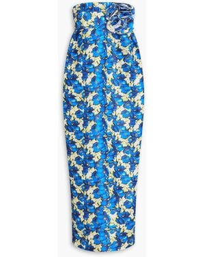 Kika Vargas Rosseta Strapless Floral-print Taffeta Midi Dress - Blue
