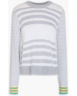 Cotton by Autumn Cashmere Striped Cotton Jumper - White