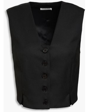 By Malene Birger Bettas Cropped Satin-Paneled Twill Vest - Black