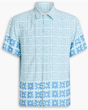 Sandro Printed Crepe Shirt - Blue