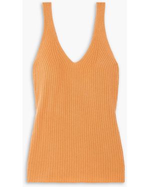 arch4 New Apple Ford Ribbed Silk And Cashmere-blend Tank - Orange