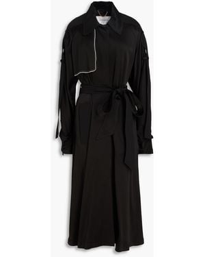 Victoria Beckham Draped Satin-Crepe Trench Coat - Black