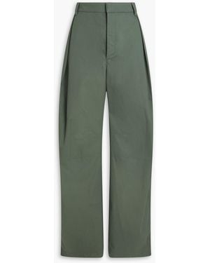 ARMARIUM Pleated Cotton-Poplin Tapered Trousers - Green