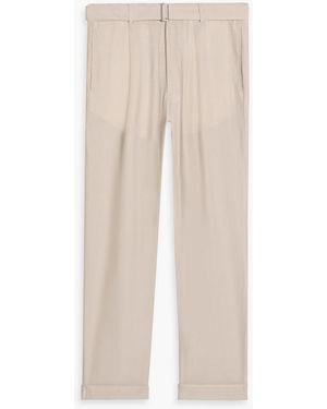 Officine Generale Hugo Tapered Belted Lyocell Pants - Natural