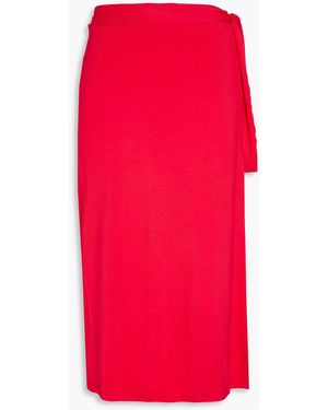 Melissa Odabash Ida Asymmetric Jersey Midi Wrap Skirt - Red
