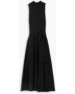 Another Tomorrow Maxikleid aus strick mit gürtel - Schwarz