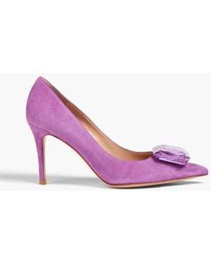 Gianvito Rossi Pumps aus veloursleder mit kristallverzierung - Pink