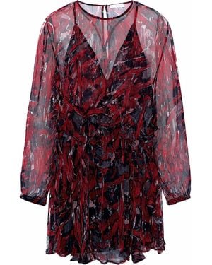 IRO Ressey Ruffled Printed Chiffon Mini Dress - Red