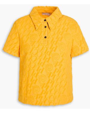 PUCCI Cotton-Terry Jacquard Polo Shirt - Yellow