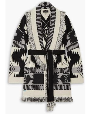 Alanui Icon Fringed Jacquard-knit Cashmere Cardigan - Black